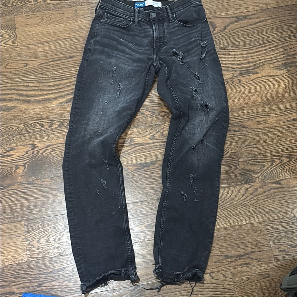 Old Navy Men's Slim Fit Distressed Charcoal Jeans